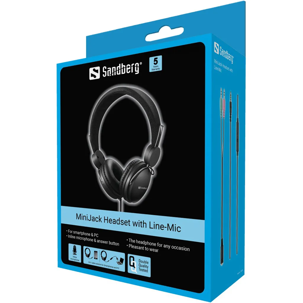 Sandberg MiniJack - headset, svart