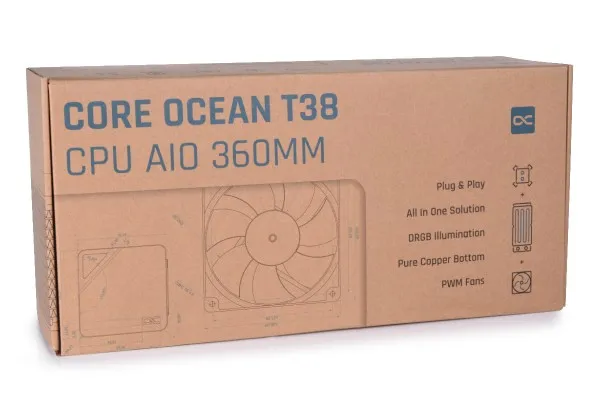 Alphacool Core Ocean T38 AIO 360mm ARGB -nestej&auml;&auml;hdytin, musta