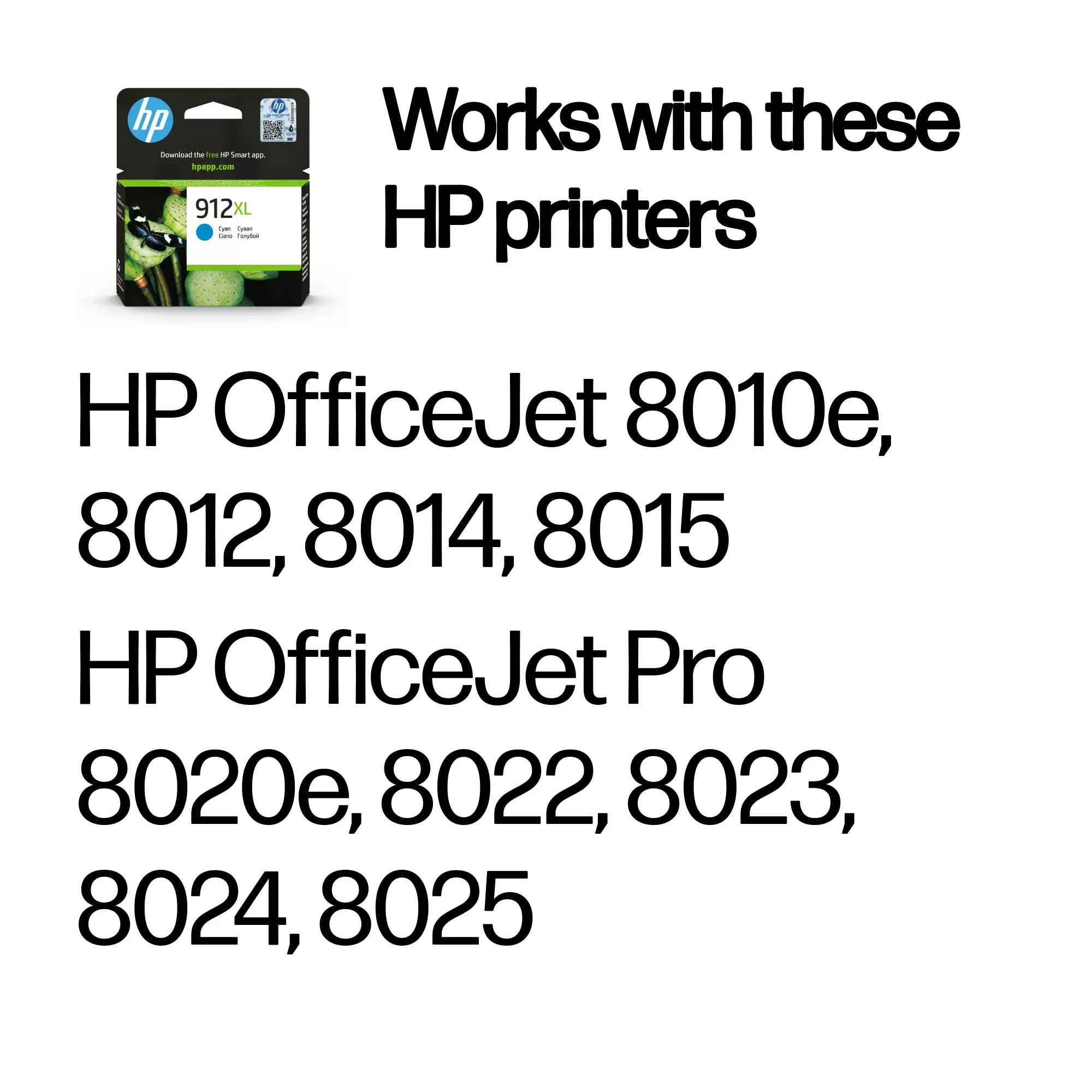 HP 912XL - 9.9 ml - Tuottoisa - sinivihre&auml; - alkuper&auml;inen - mustepatruuna malleihin Officejet 8012, 8013, 8014, 8015, Officejet Pro 8022, 8024, 8025, 8035