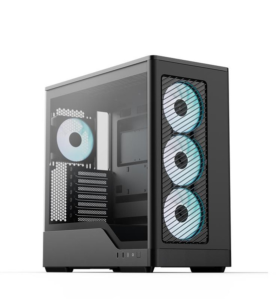 Aerocool D520A Midi-Tower Case with window, with RGB lighting, Black