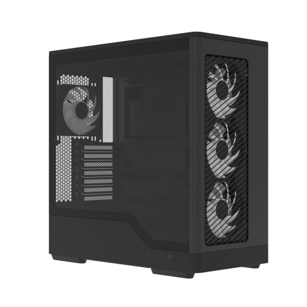 Aerocool D520A Midi-Tower Case with window, with RGB lighting, Black
