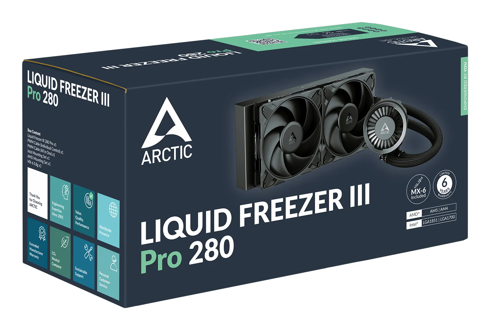 Arctic Freezer III Pro 280 -nestejäähdytysjärjestelmä, Musta