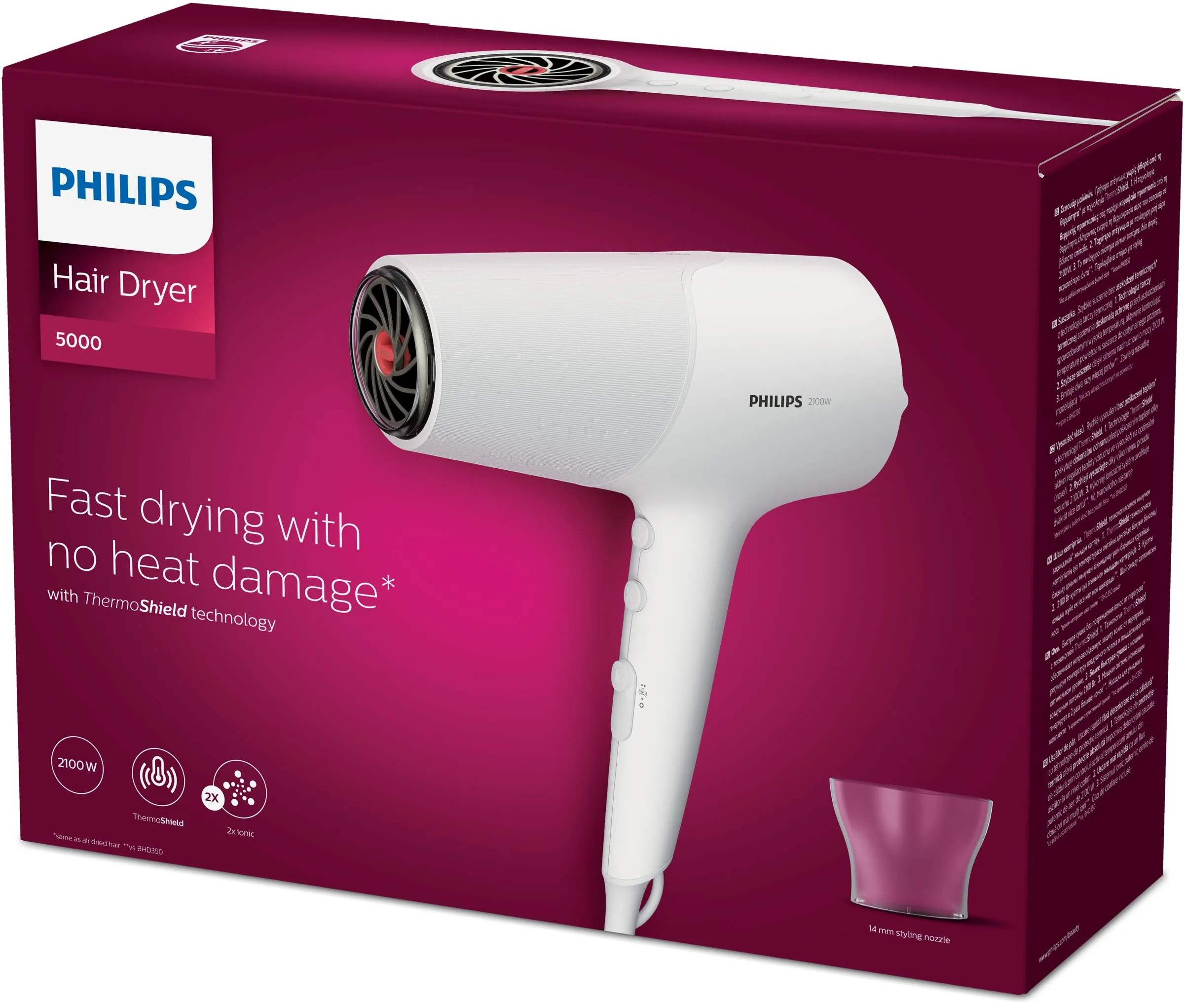 Philips BHD500 -hiustenkuivaaja, Valkoinen