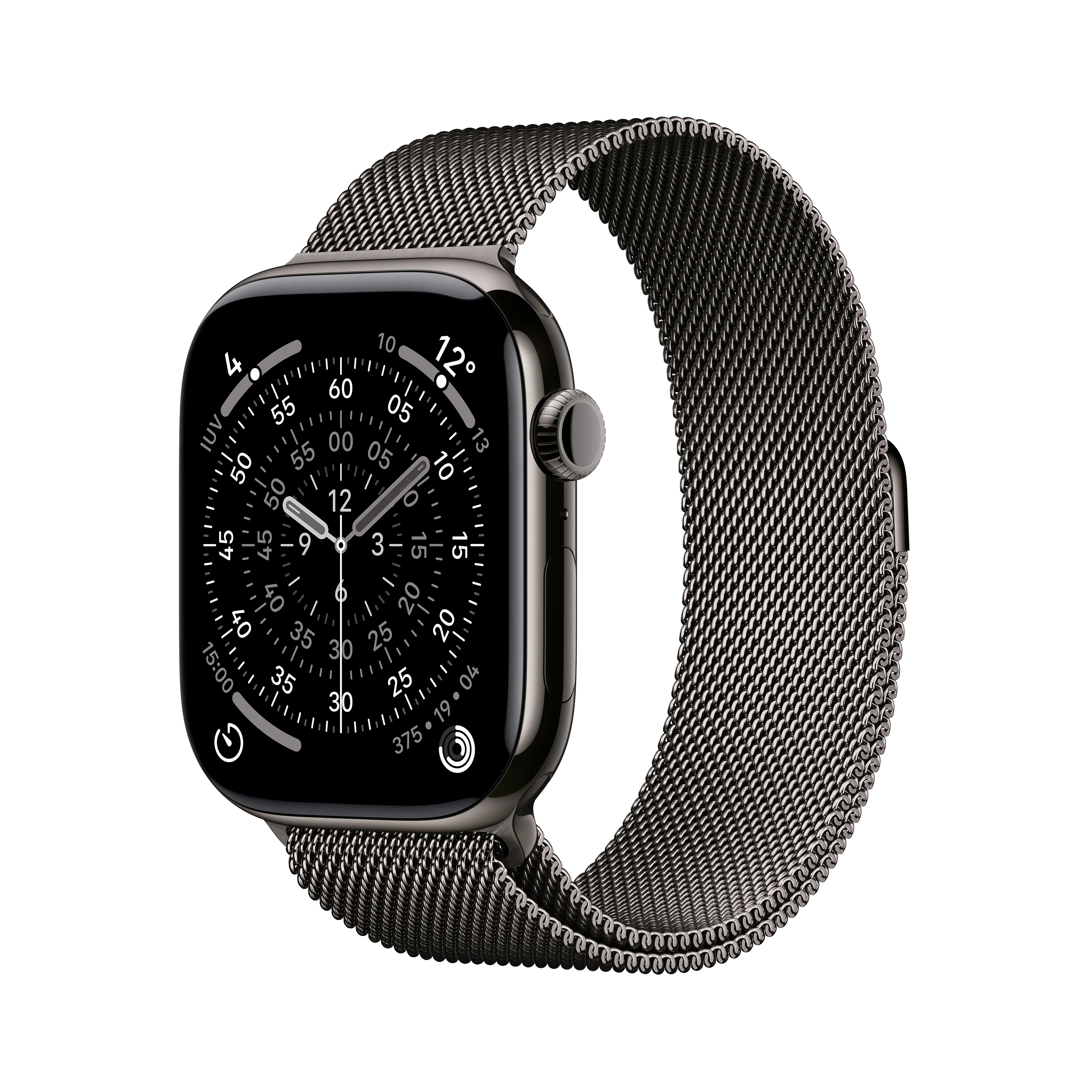 Apple Watch Series 11 (GPS + Cellular) 46 mm skiffer titanboett med milanesisk loop, M/L
