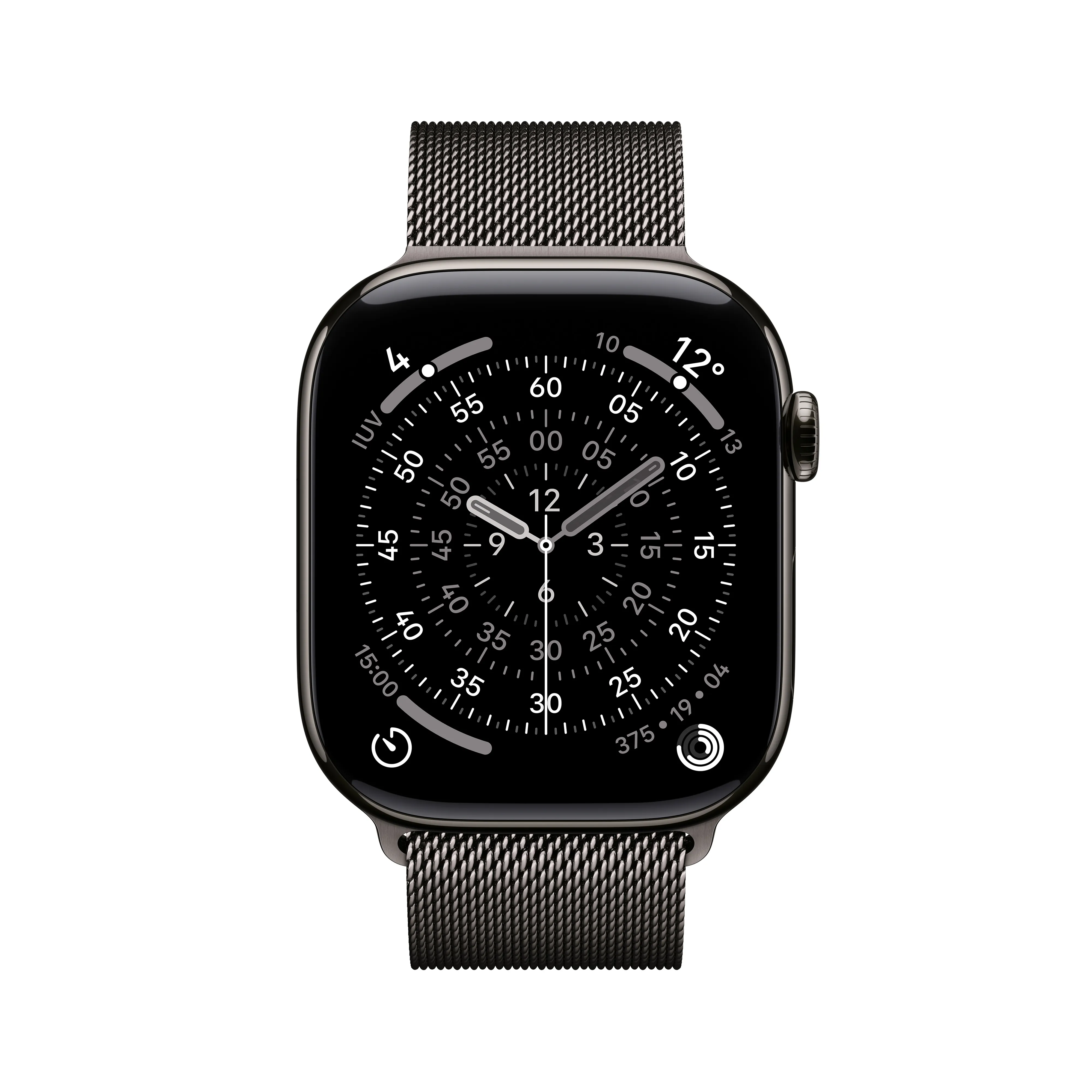 Apple Watch Series 11 (GPS + Cellular) 46 mm skiffer titanboett med milanesisk loop, M/L