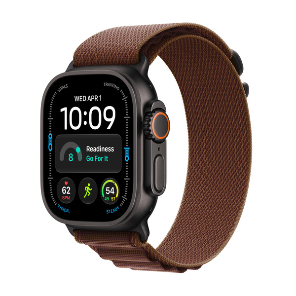 Apple Watch Ultra 4 49 mm titanboett svart med bergsloop bourgogne (Small)