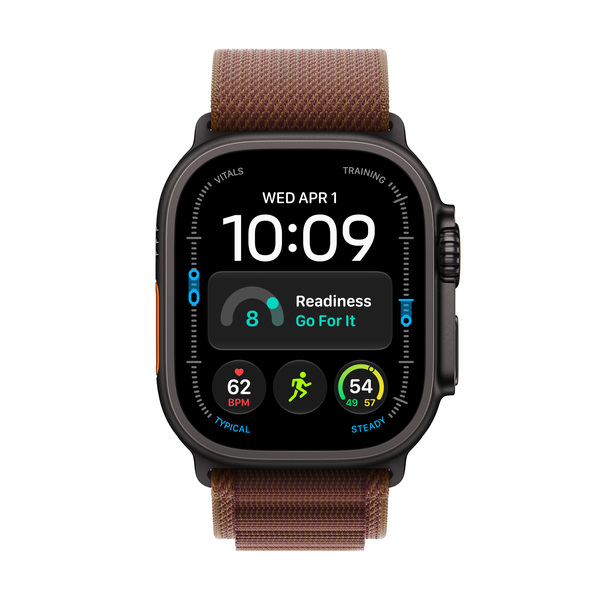 Apple Watch Ultra 4 49 mm titanboett svart med bergsloop bourgogne (Small)