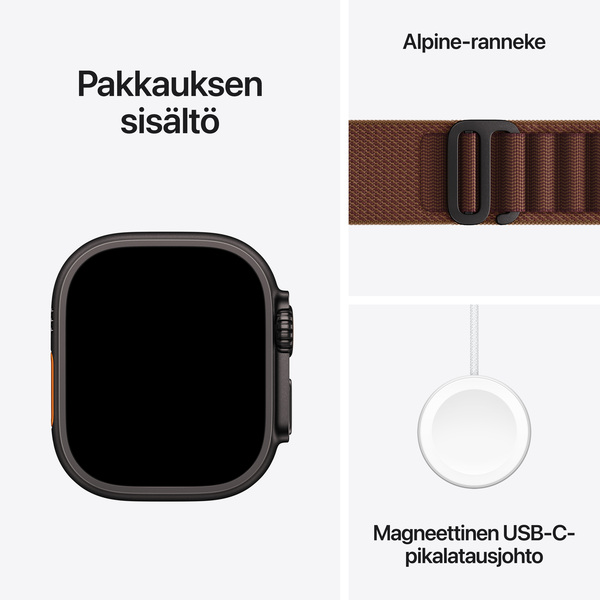 Apple Watch Ultra 4 49 mm titanboett svart med bergsloop bourgogne (Medium)