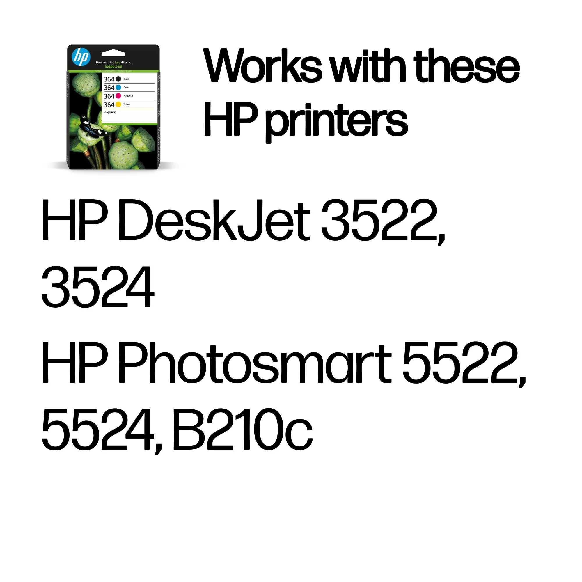 HP 364 ink cartridge kit, CMYK, 4 pcs