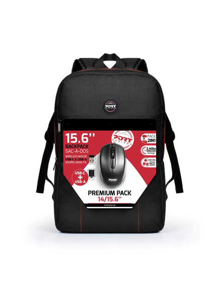 Port Design Premium - notebook backpack, black, 15.6" + wireless mouse