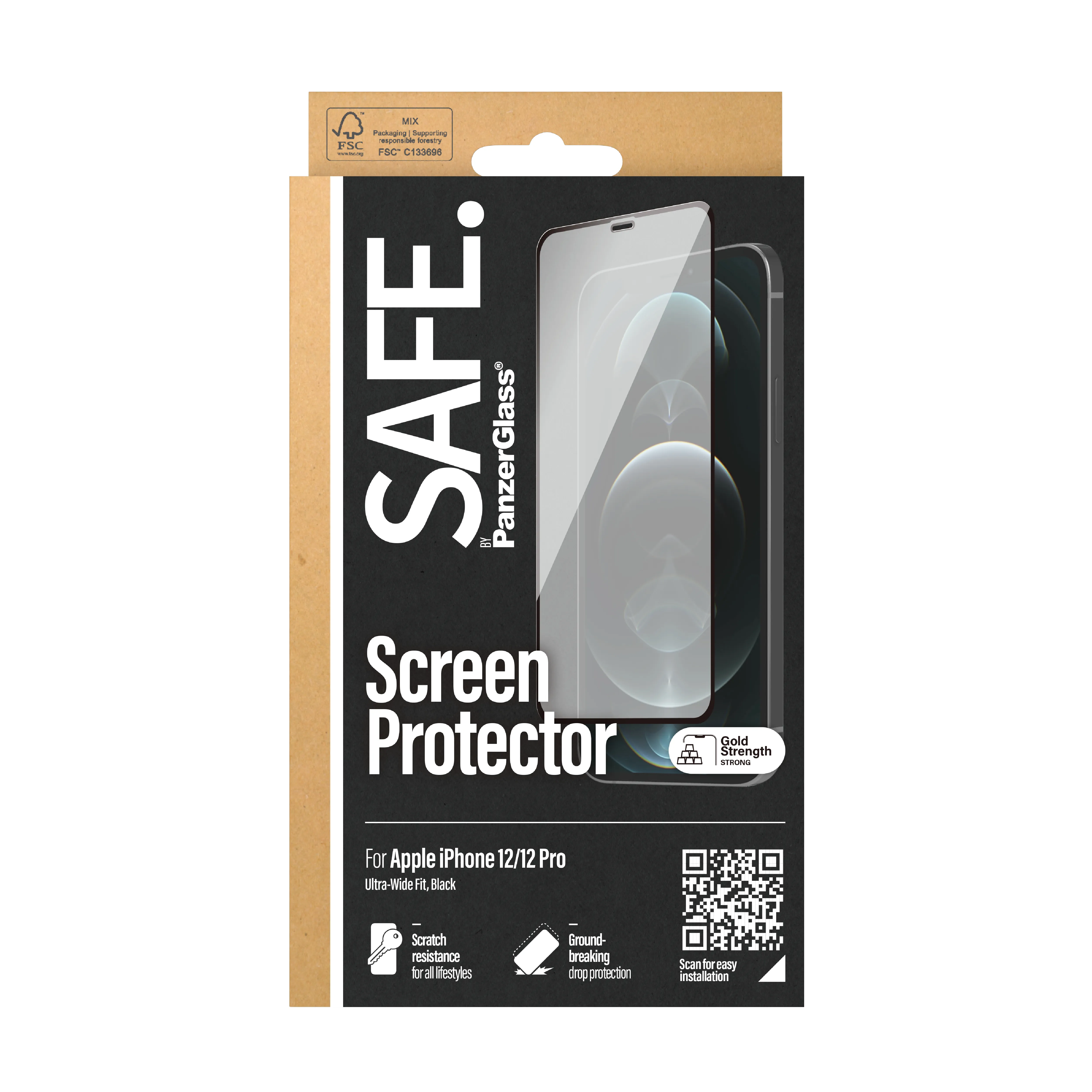 PanzerGlass SAFE Edge-to-Edge Fit, Case Friendly, iPhone 12/12 Pro - Screen Glass
