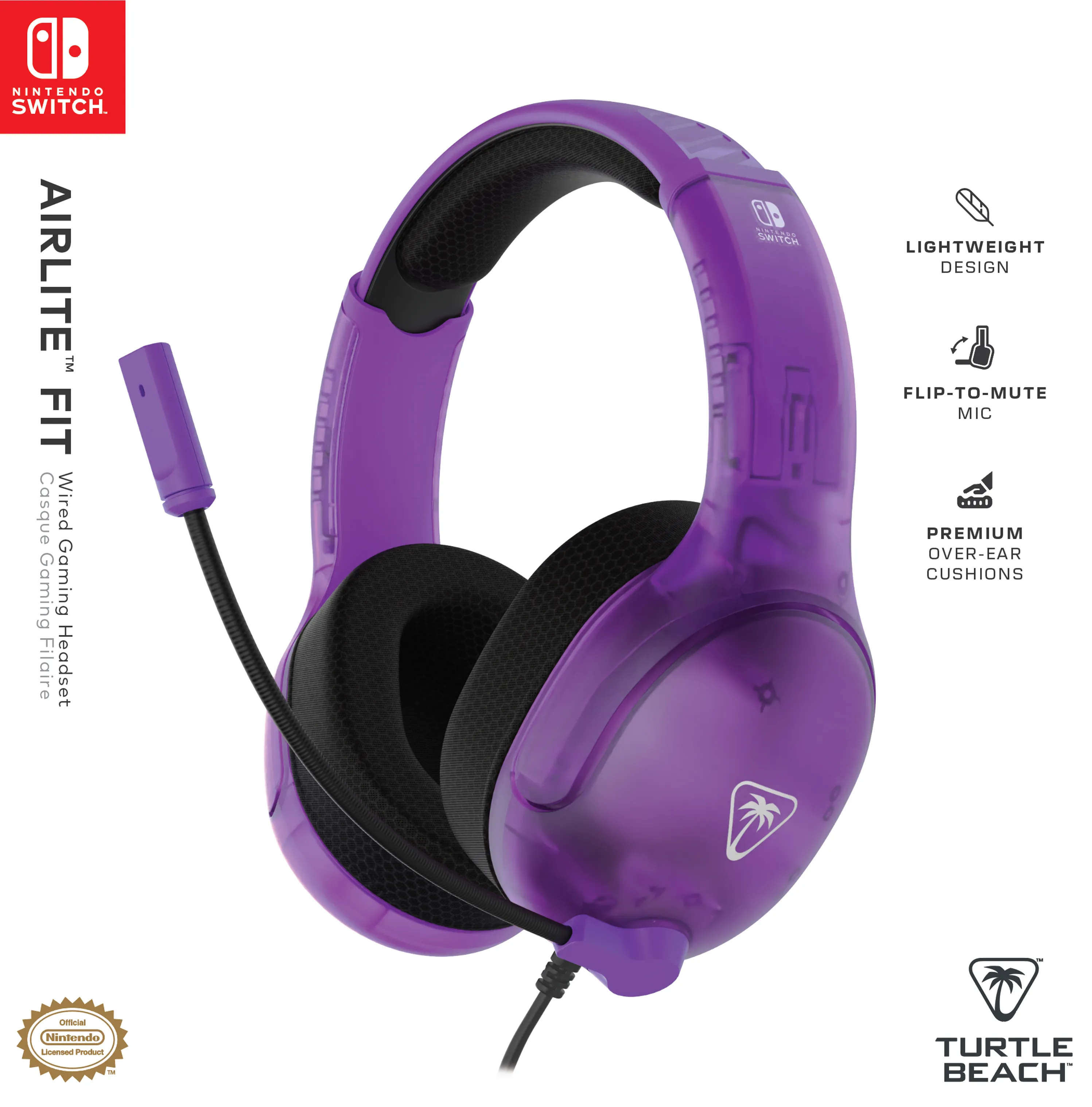 Turtle Beach AIRLITE Fit Gaming Headset, Ghost Purple