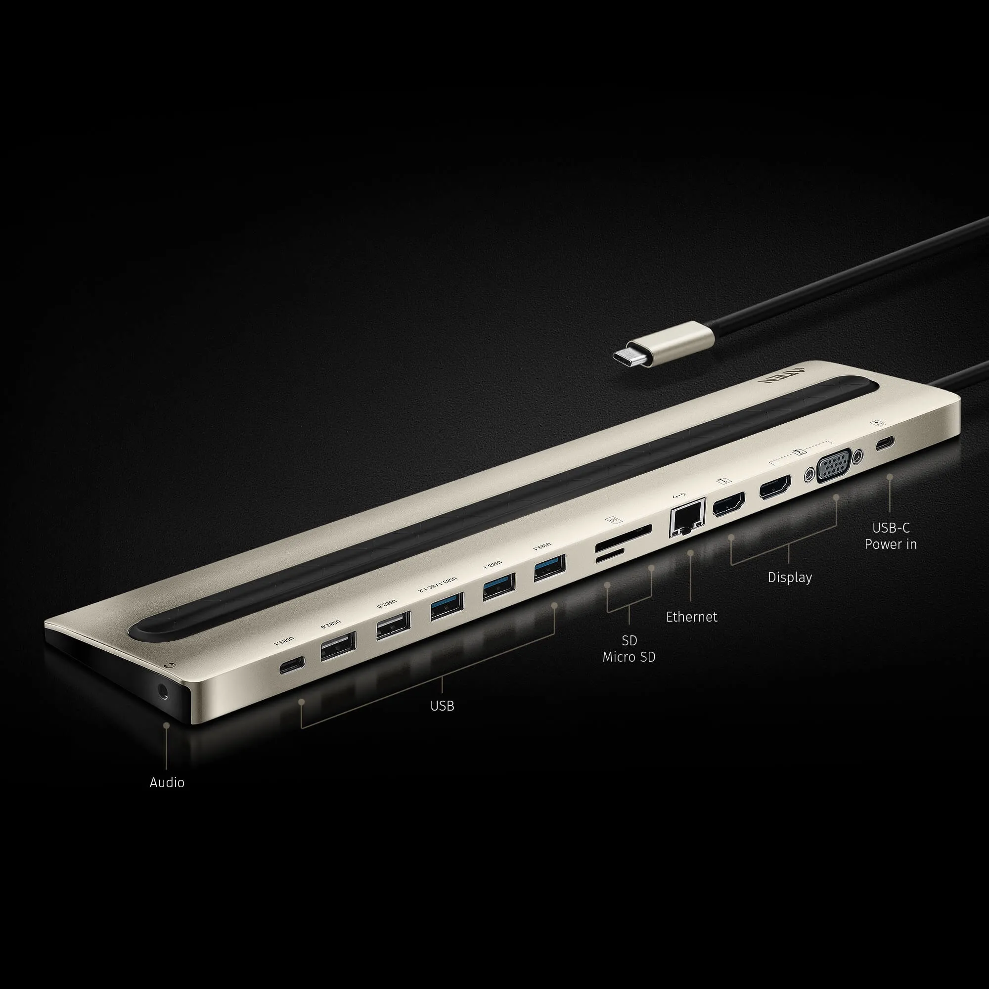 ATEN USB-C Multiport Dock with Power Pass-Through (13 Devices)