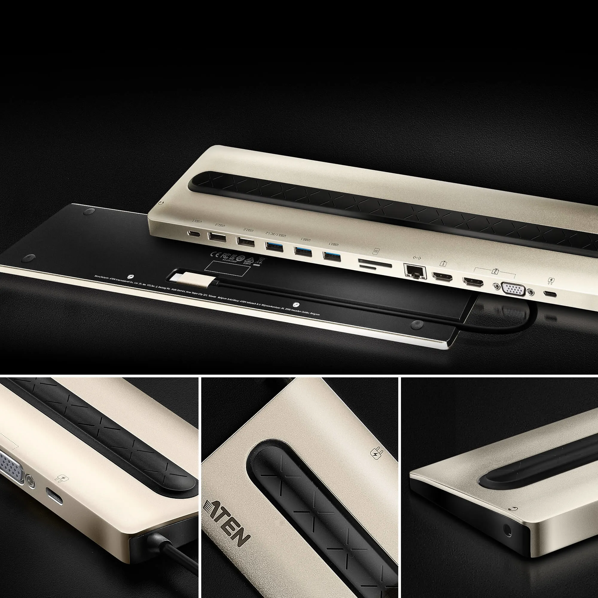 ATEN USB-C Multiport Dock with Power Pass-Through (13 Devices)