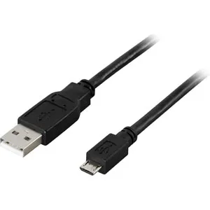 Deltaco USB-A - Micro-USB B - cable, 0.5 m, Black
