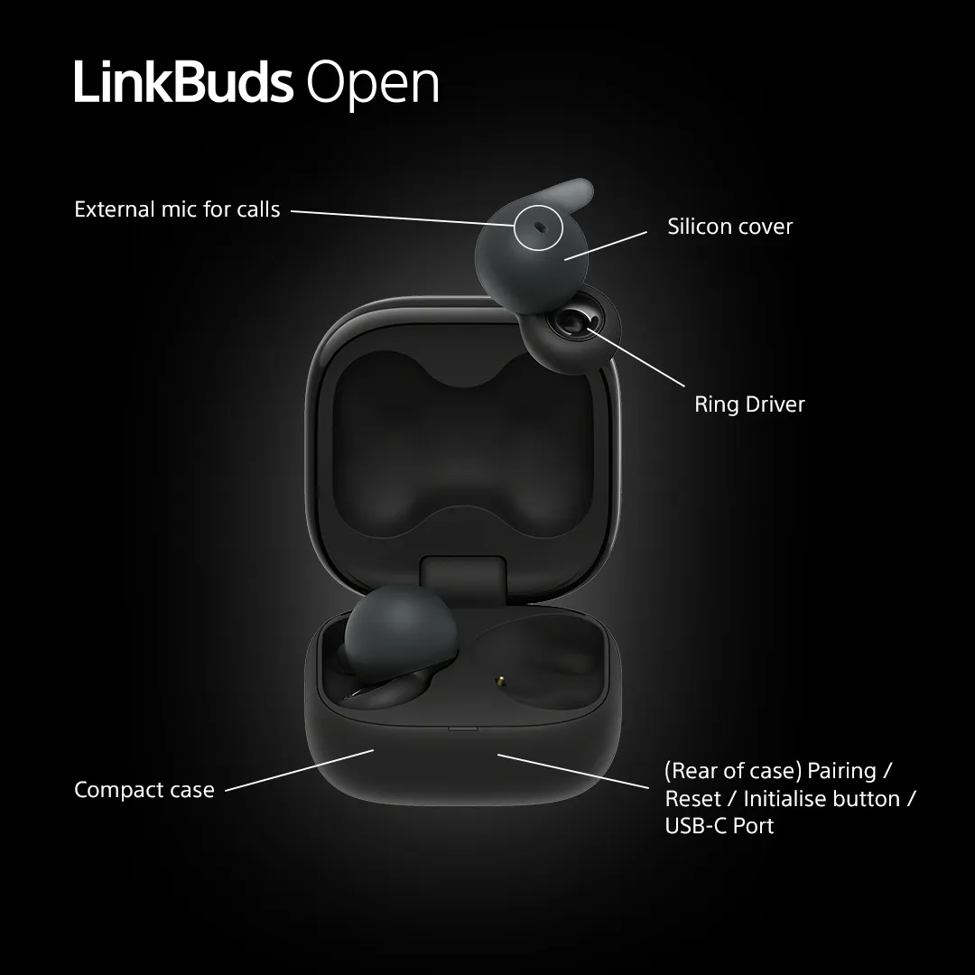 Sony Linkbuds Open -langattomat nappikuulokkeet, Musta