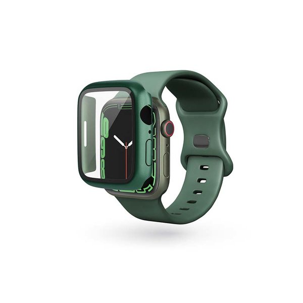 Epico Glass Case, Apple Watch 7, 41mm - skal med sk&auml;rmskydd, Gr&ouml;n