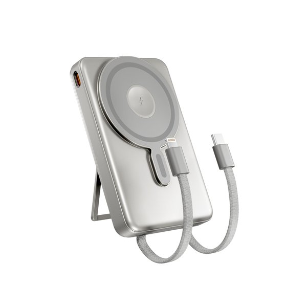 Spello ForcePack 4in1 10000mAh Magnetic Wireless Power Bank SM75 | Titanium | Qi2  &  MagSafe Compatible Spello ForcePack 4in1 10000mAh Magnetic Wireless Power Bank SM75 | Titanium | Qi2  &  MagSafe Compatible