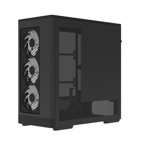 Aerocool D520A midi-tower chassi med f&ouml;nster, med RGB-belysning, svart