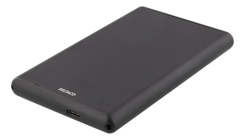 DELTACO Externt 2,5" HDD/SDD-kabinett, USB-C, USB 3.0, aluminium, SATA