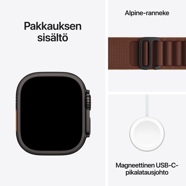Apple Watch Ultra 4 49 mm titanboett svart med bergsloop bourgogne (Small)