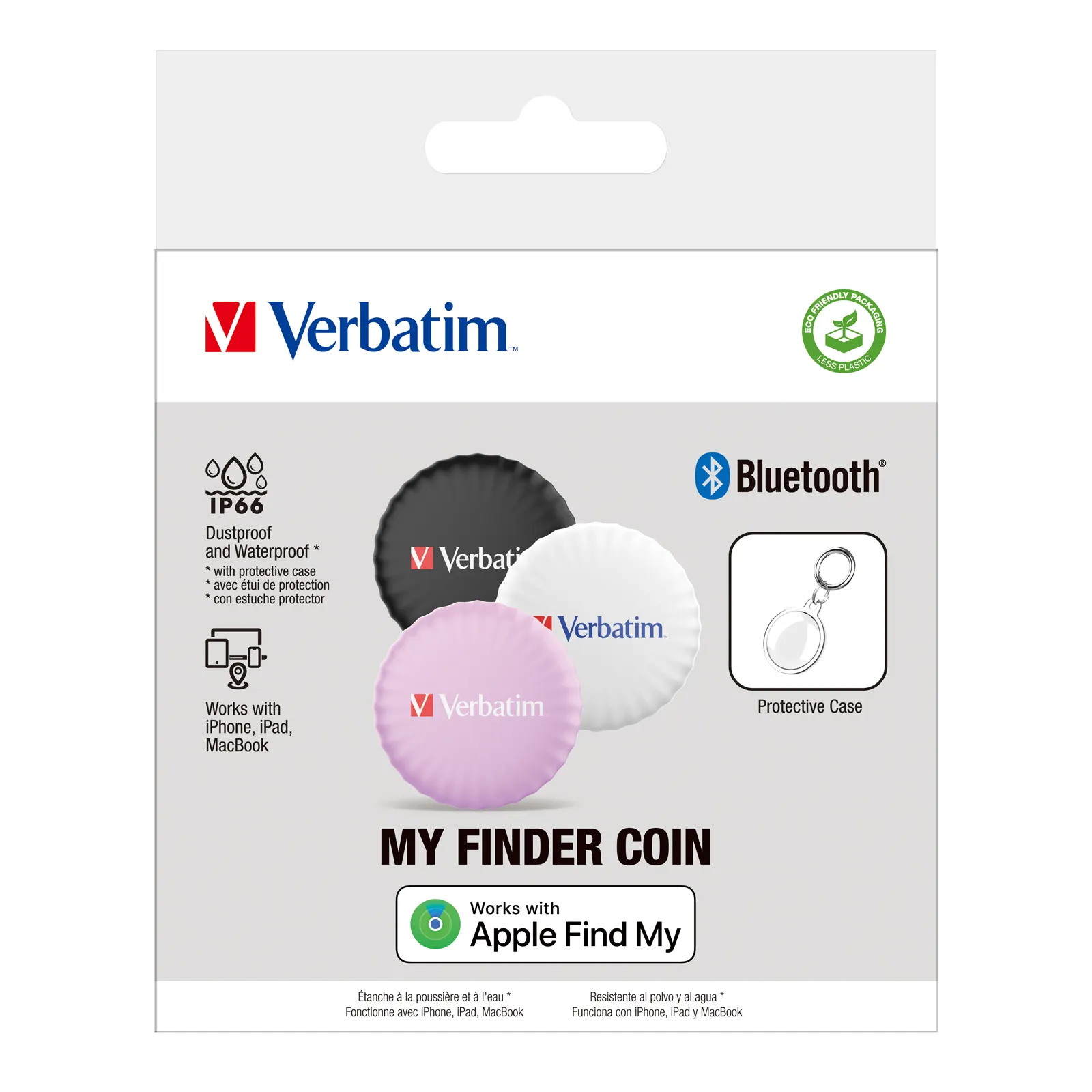 Verbatim My Finder Coin, Bluetooth - tracker, Black, White, Pink, 3 pcs