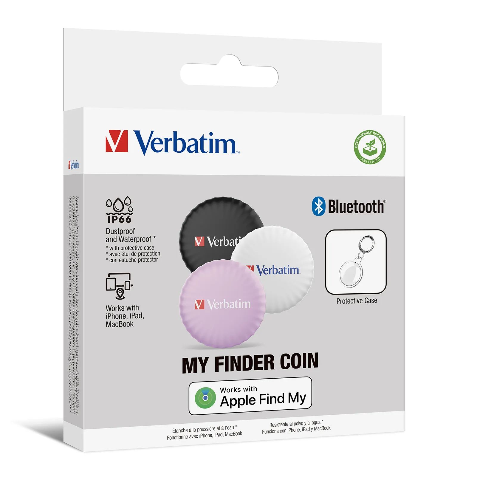 Verbatim My Finder Coin, Bluetooth - tracker, Black, White, Pink, 3 pcs