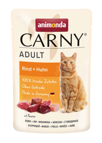 Animonda Carny Adult Beef and Chicken, Wet food for cats, Grain Free, 85g