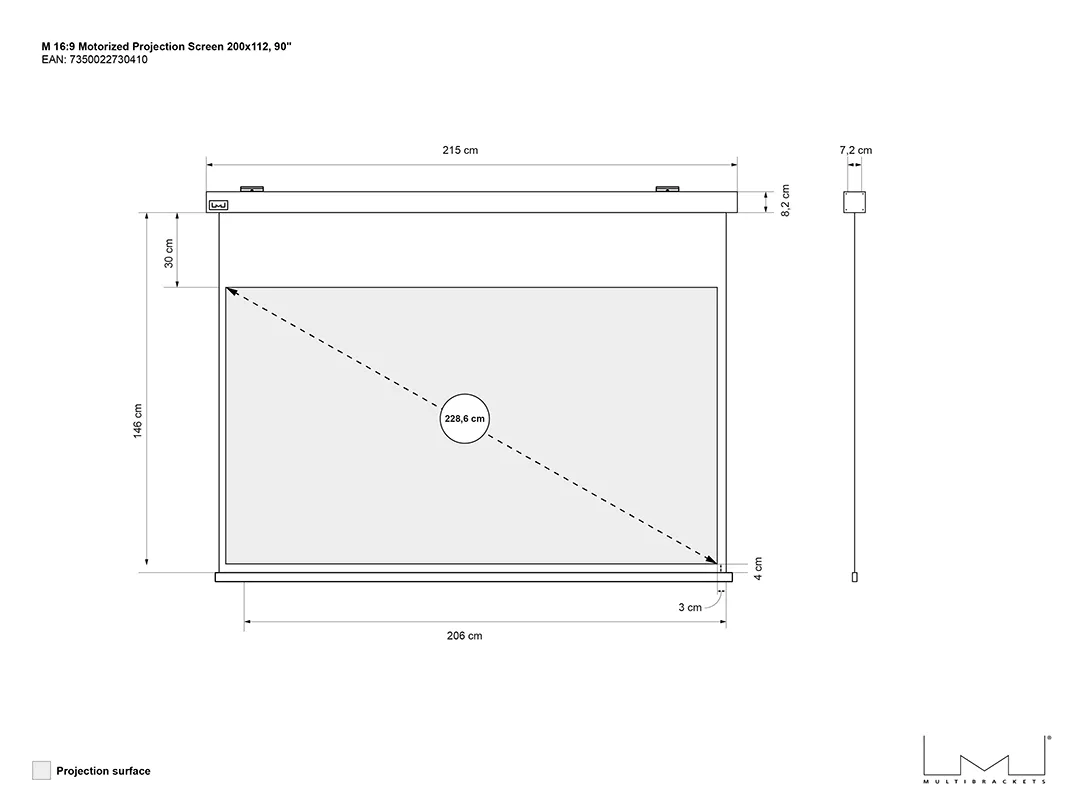 16:9 Motorized Projection Screen Deluxe 90&quot;
