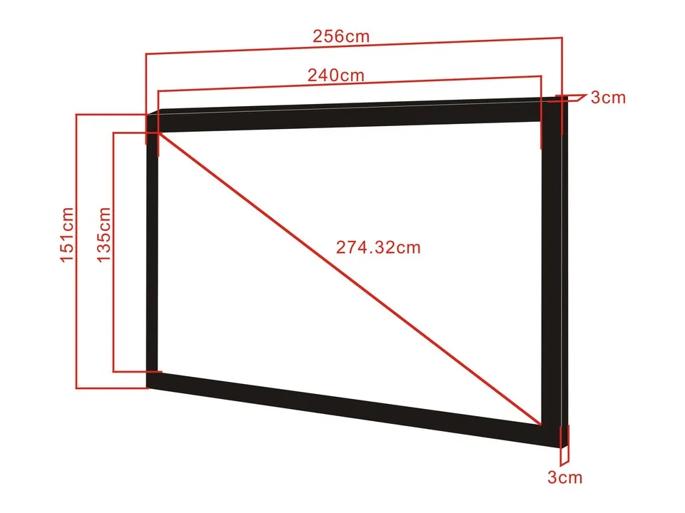 Multibrackets M Framed Projection Screen Deluxe - Heijastusn&auml;ytt&ouml; - 108 tuuma (274 cm) - 16:9 - Matte White - musta