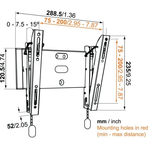 Vogel's BASE 15S Kallistuva seinäteline, 19-37"
