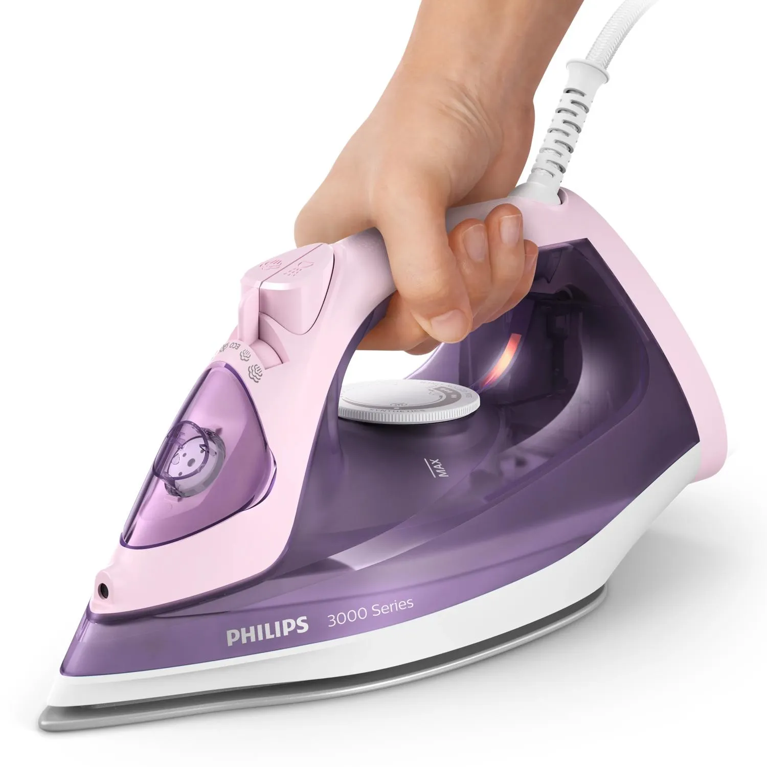 Philips 3000 Series DST3020/30 Steam Iron, 2200W, 0.3L, Pink/Purple