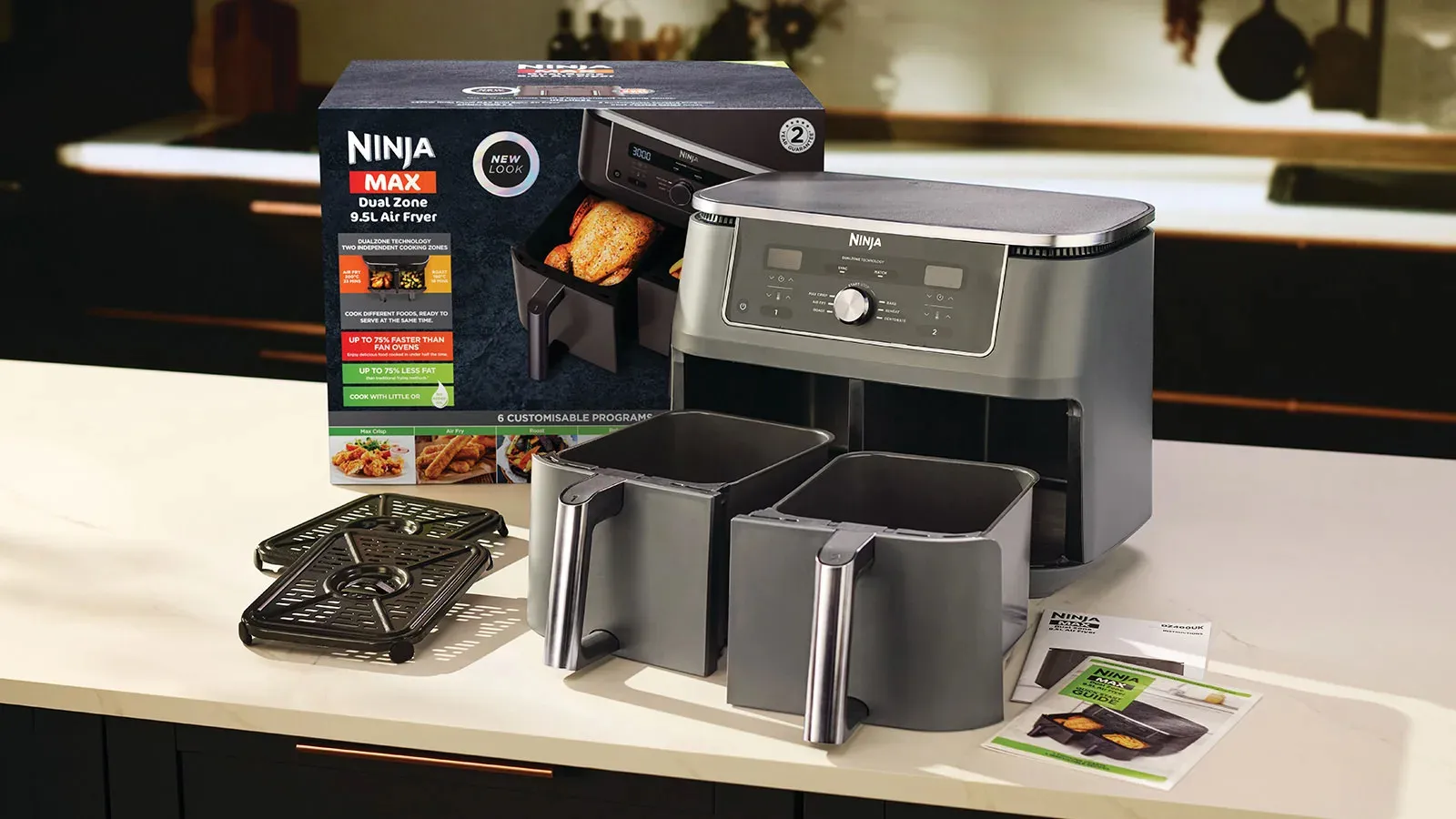 Ninja DZ400EU Dual Zone Max, 9,5 l, 4 kg, 2470 W, airfryer, harmaa