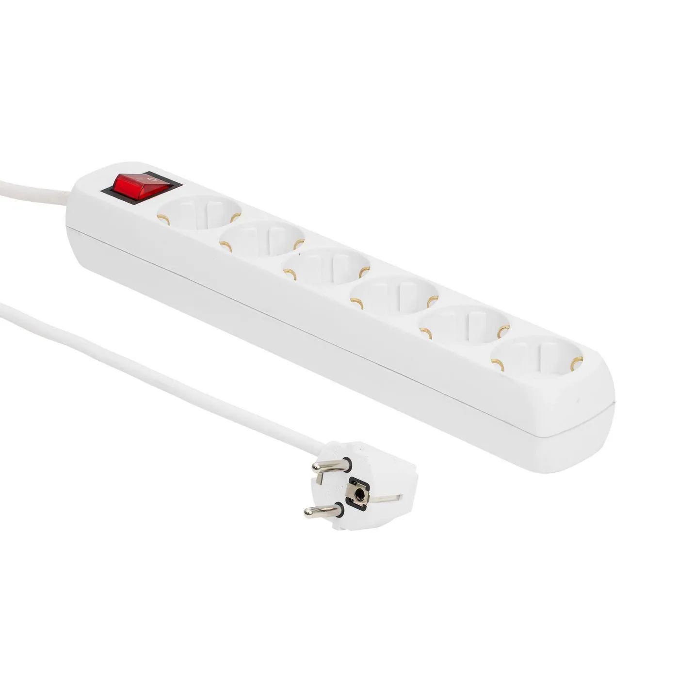 MicroConnect 6-way Schuko Power Strip with On/Off Switch, 1.5m, White