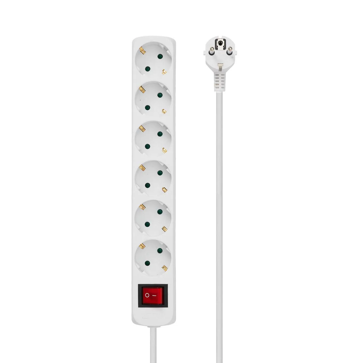 MicroConnect 6-way Schuko Power Strip with On/Off Switch, 1.5m, White