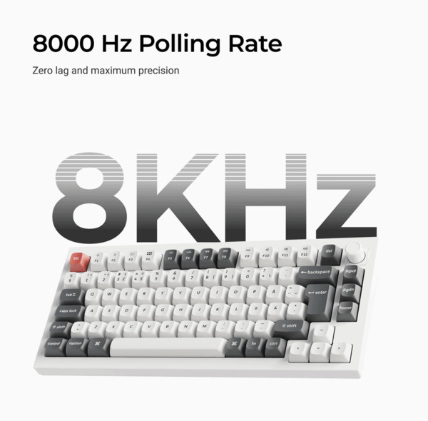 Keychron Q1 Ultra 75% -langaton mekaaninen pelin&auml;pp&auml;imist&ouml;, Keychron Silk POM, valkoinen