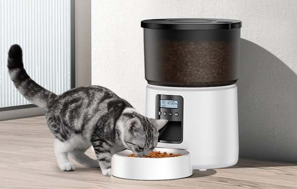 ROJECO RWSQXBAJO-3L 3 Liters Automatic Pet Feeder, Button Version, White