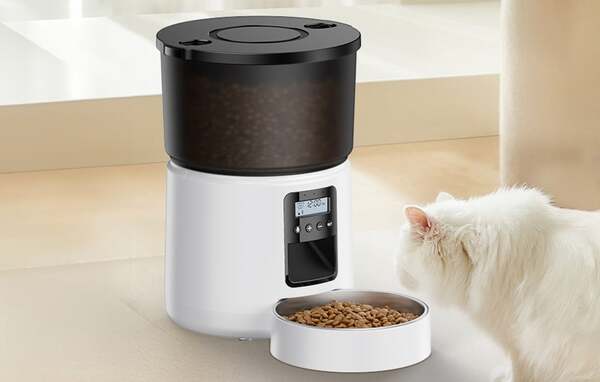 ROJECO RWSQXBAJO-3L 3 Liters Automatic Pet Feeder, Button Version, White
