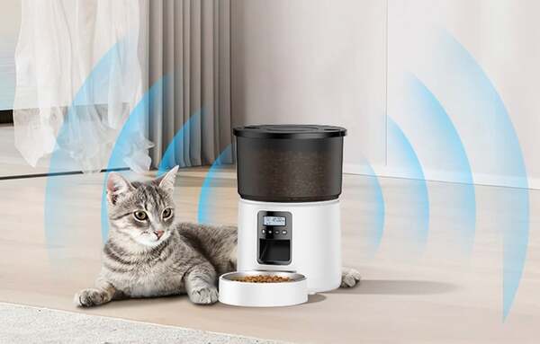 ROJECO RWSQXBAJO-3L 3 Liters Automatic Pet Feeder, Button Version, White