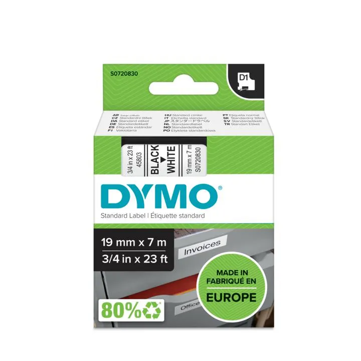 Tape D1 19mmx7m black/white