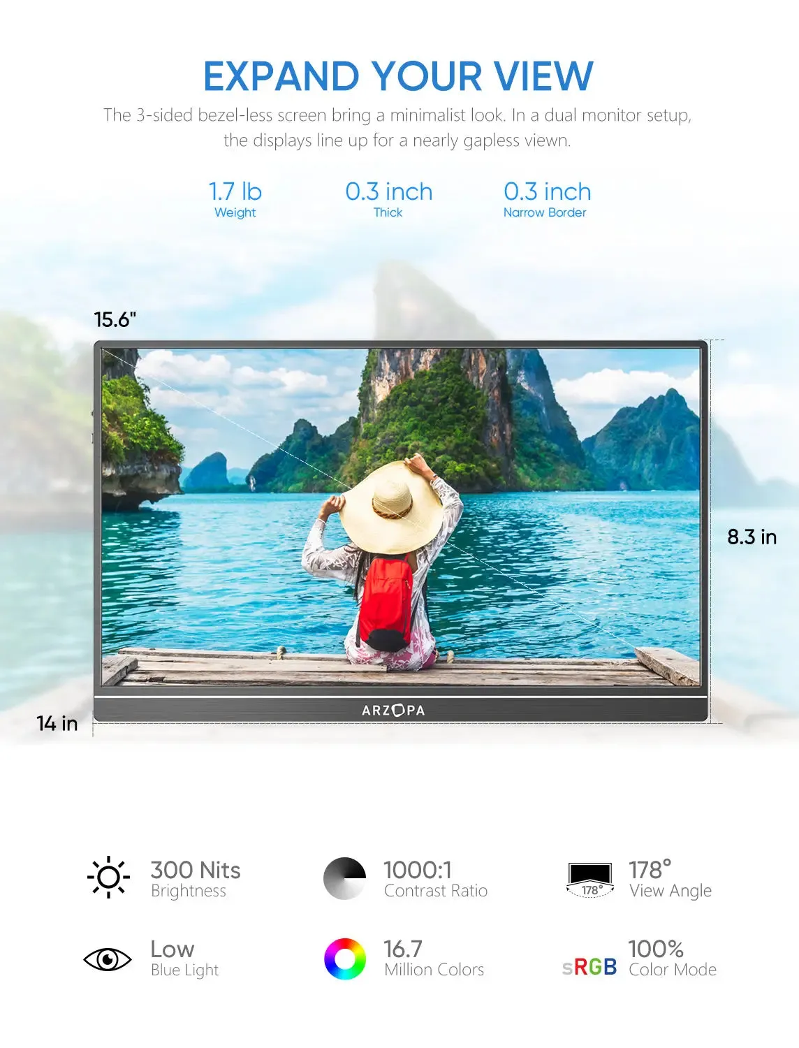 ARZOPA S1 TABLE 15.6" Full HD, IPS -kannettava n&auml;ytt&ouml;