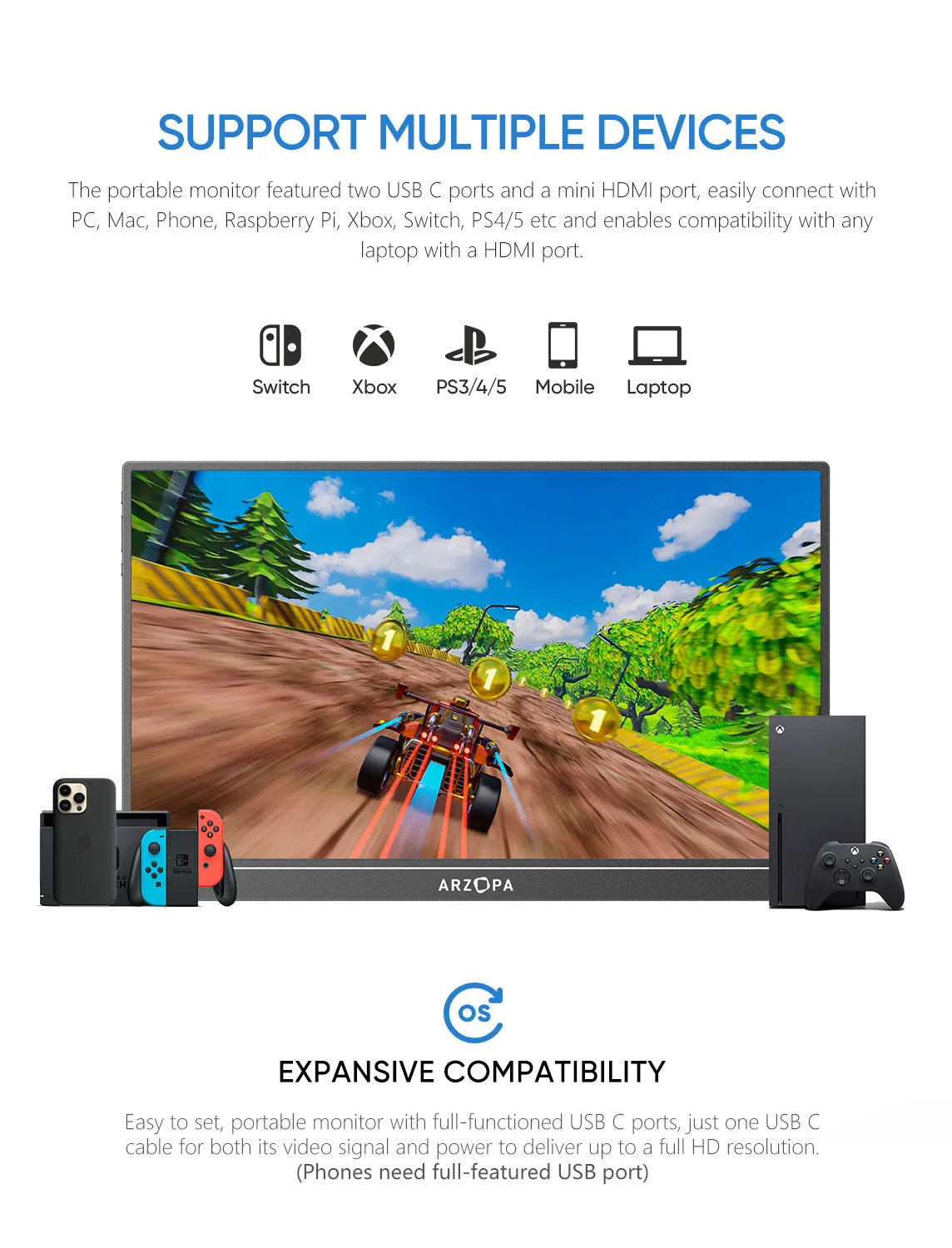 ARZOPA S1 TABLE 15.6" Full HD, IPS -kannettava n&auml;ytt&ouml;
