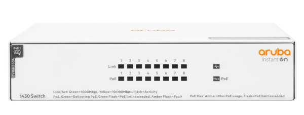 Aruba Networking Instant On 1430 8G - Hallitsematon kytkin, valkoinen
