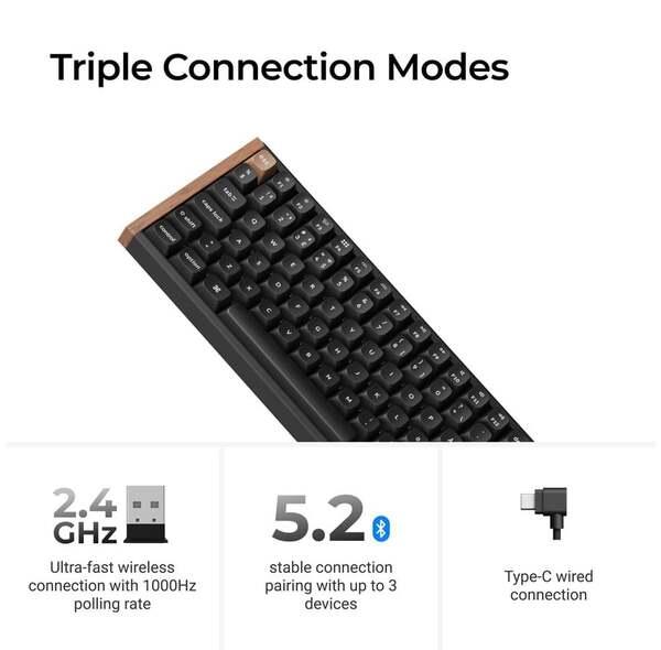 Keychron K4 HE Wireless Mechanical Gaming Keyboard, Gateron Double-rail Magnetic, Black