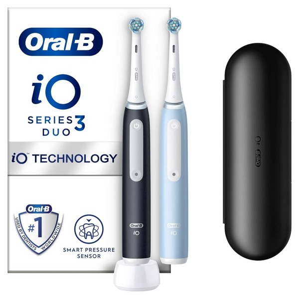 Oral-B iO 3 Duo Electric Toothbrush, 2 pcs, Matte Black/Ice Blue