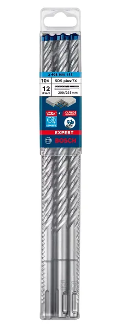 Bosch hammer drill bit SDS plus-7X 12x200x265mm 10pcs - 2608900175 EXPERT RANGE