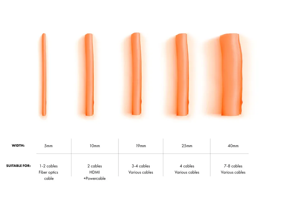 M Universal Cable Sock Self Wrapping 19mm Orange 25m