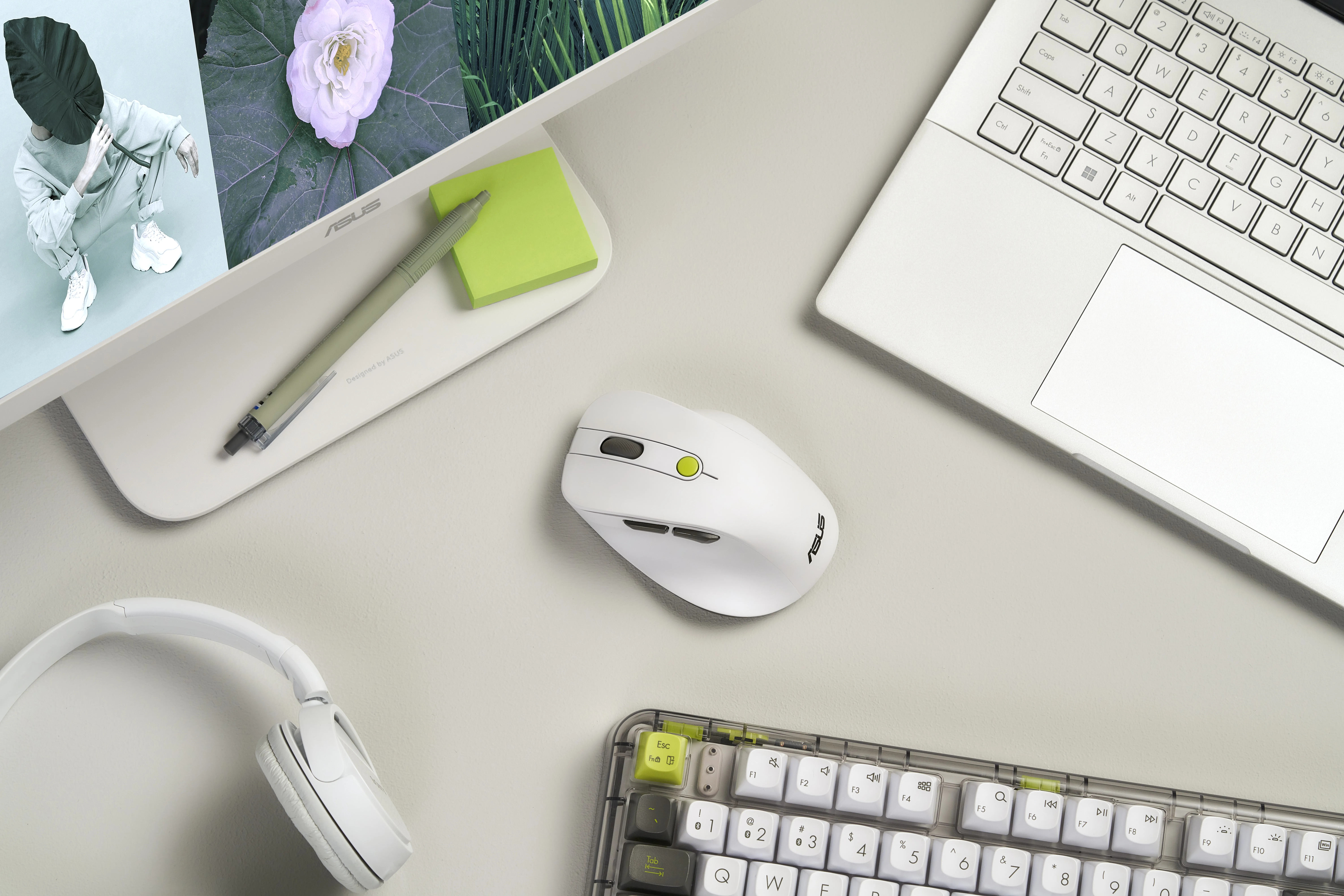 ASUS MD105 Wireless Mouse, White, Green