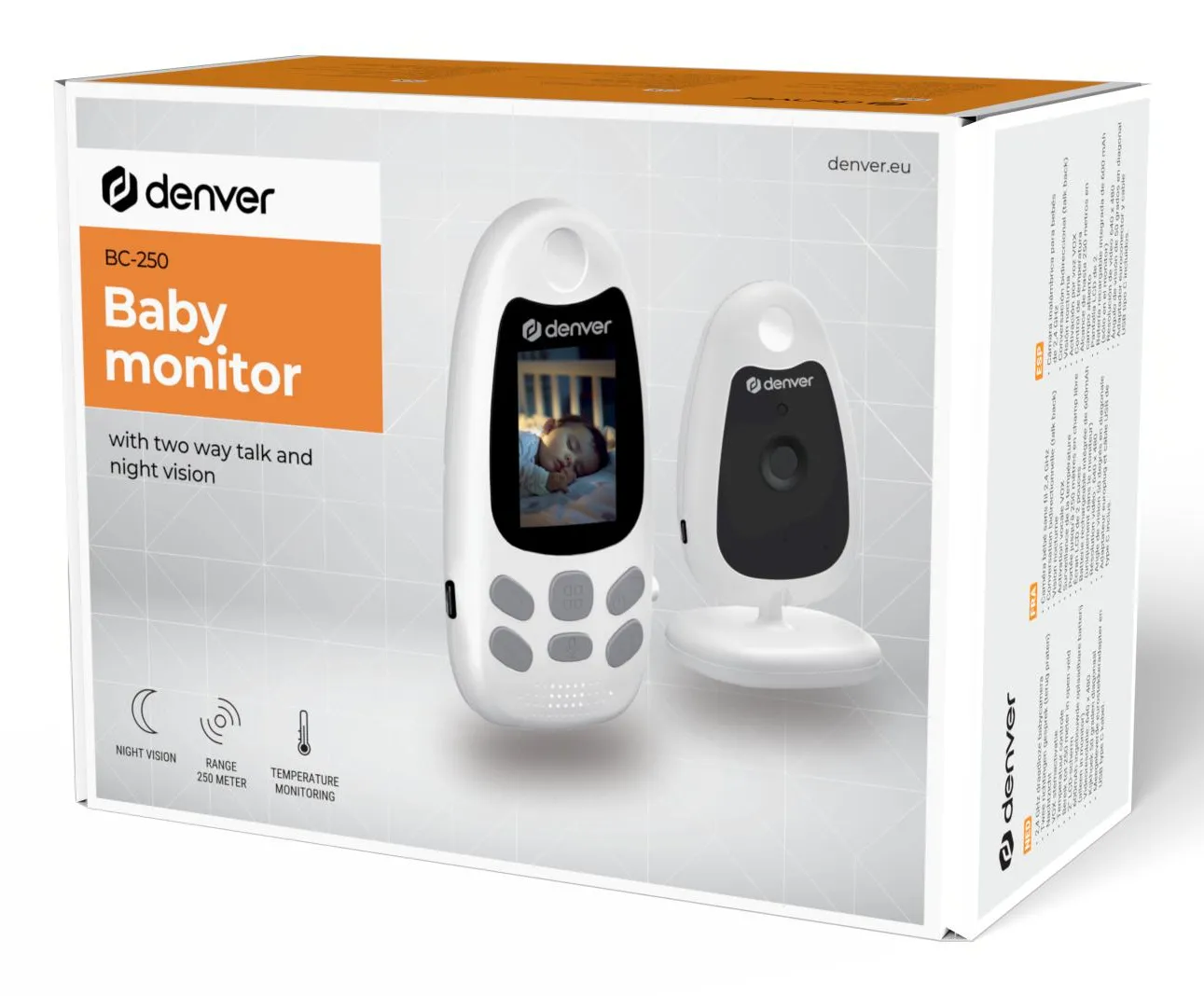 Denver BC-250 Baby Monitor with Camera, White