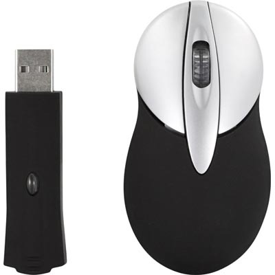 DELTACO optinen minihiiri langaton(RF),2 n&auml;pp.+rulla, USB, musta/hopea